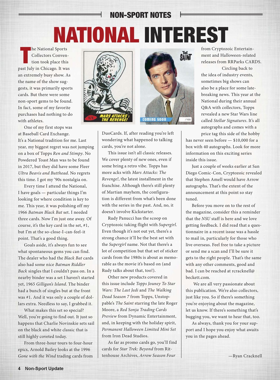 Non-Sport Update Magazine Preview Pages