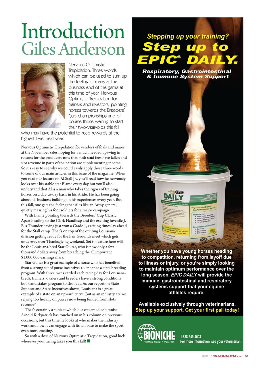 North American Trainer Magazine - horse racing Preview Pages