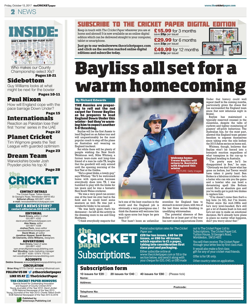 The Cricket Paper Preview Pages
