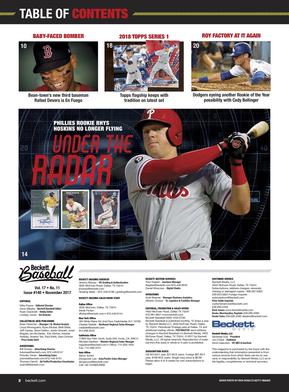 Beckett Baseball Magazine Preview Pages