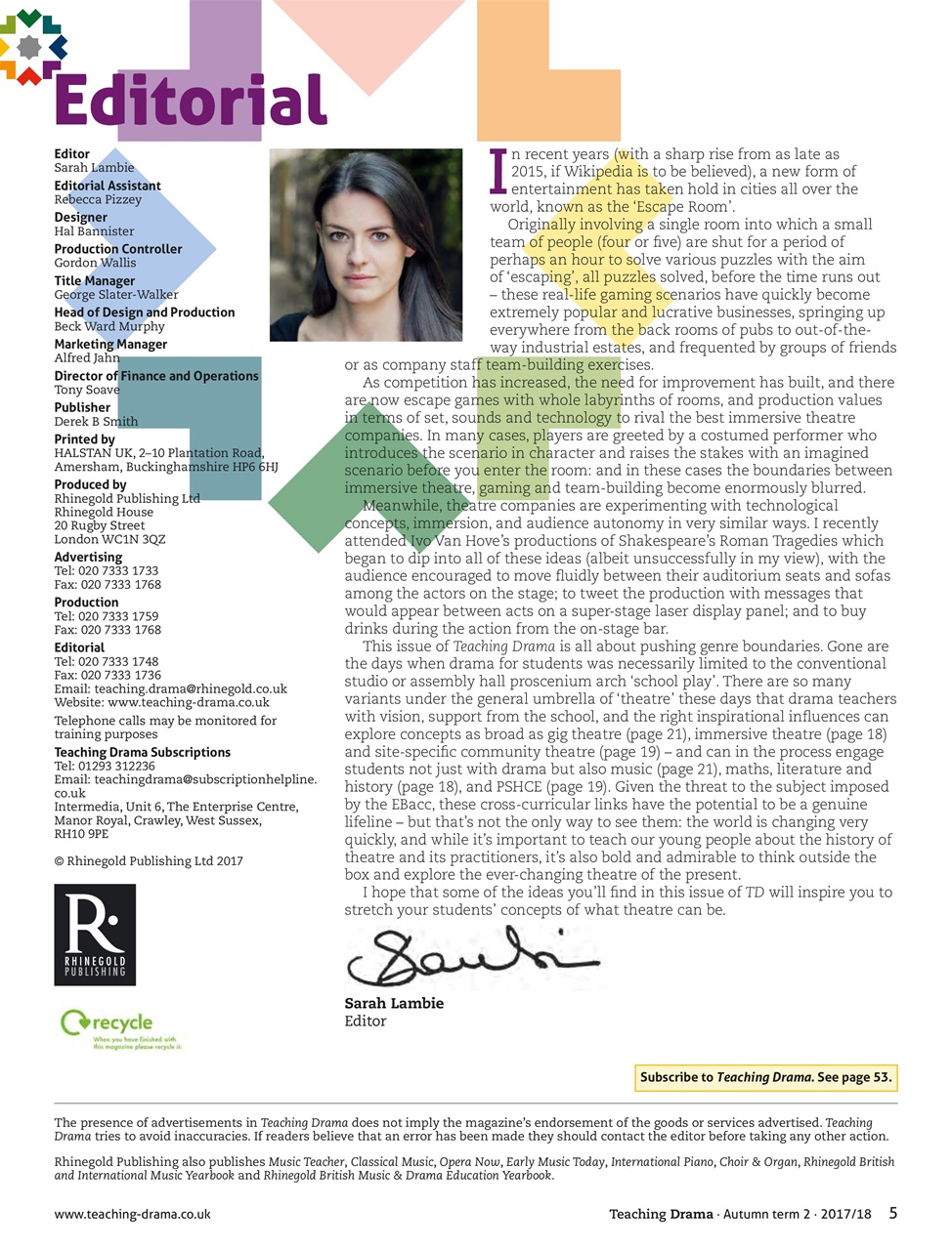 Drama and Theatre Preview Pages