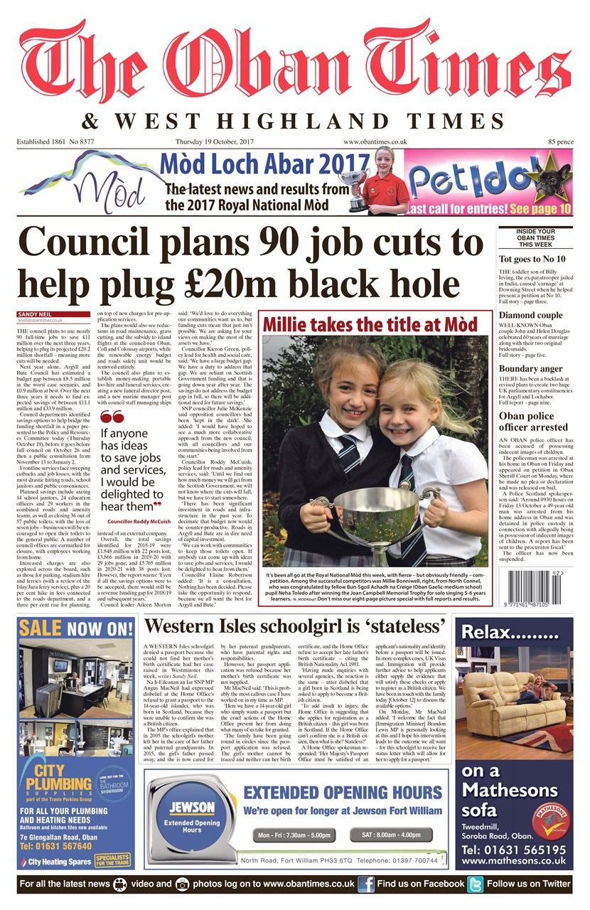 The Oban Times & Lochaber Times Preview Pages