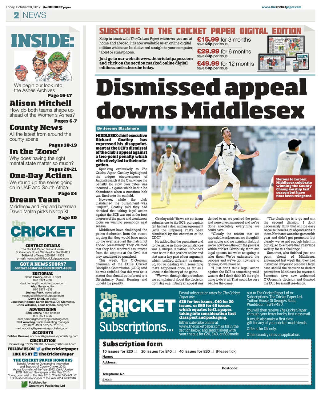 The Cricket Paper Preview Pages