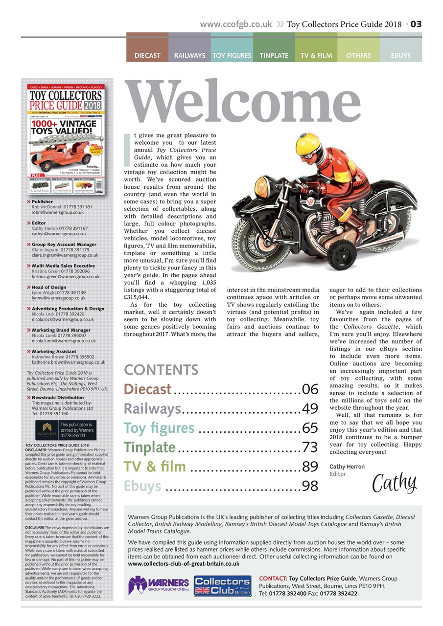 Toy Collectors Price Guide Preview Pages