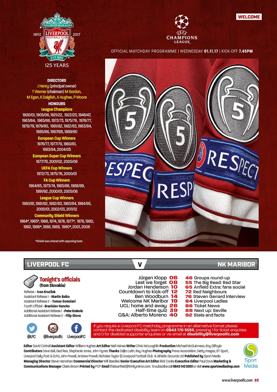 Liverpool FC Programmes Preview Pages