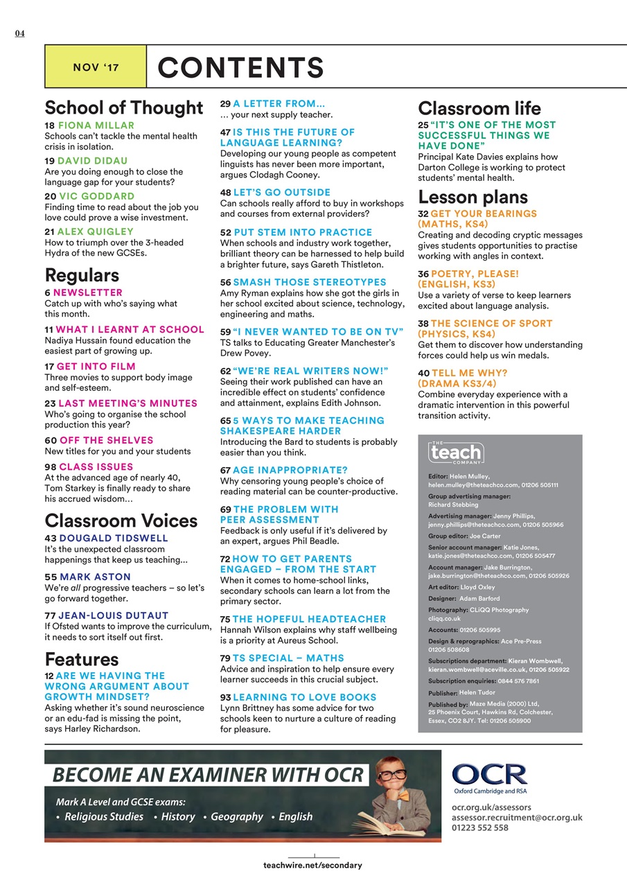 Teach Secondary Preview Pages