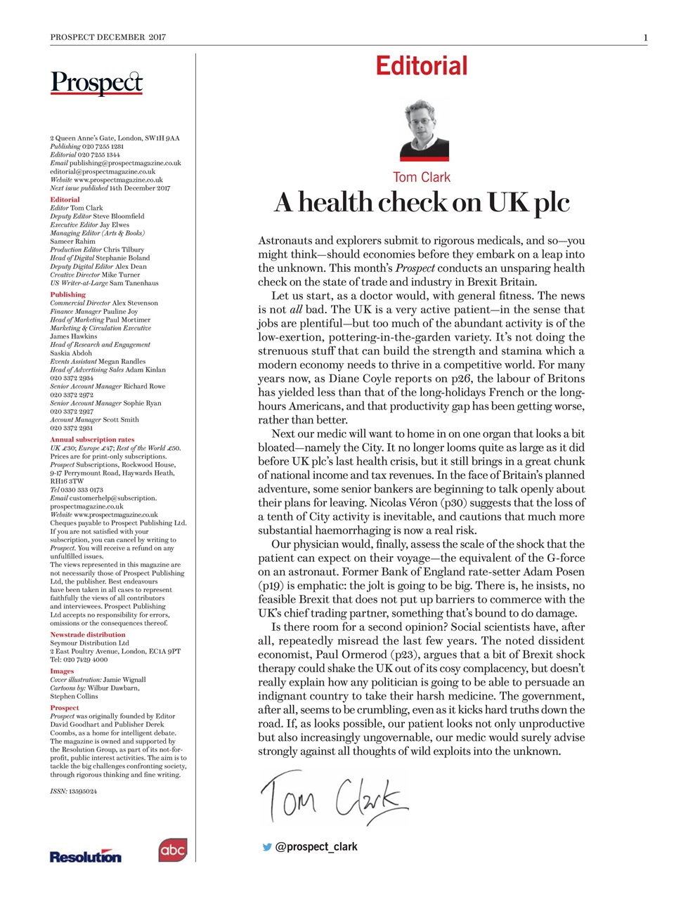 Prospect Magazine Preview Pages