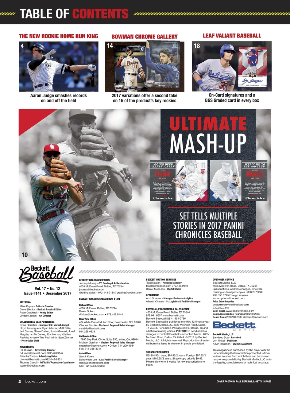 Beckett Baseball Magazine Preview Pages