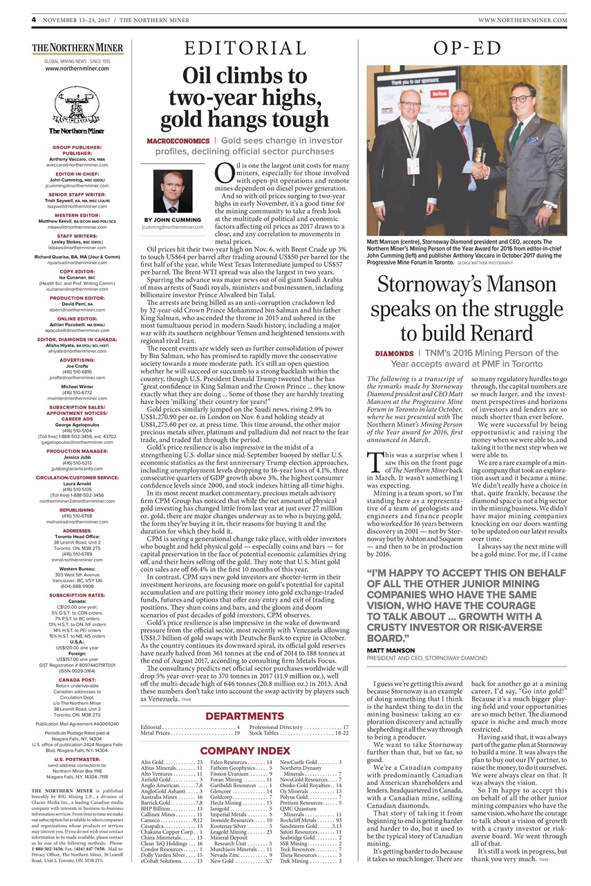 The Northern Miner Preview Pages