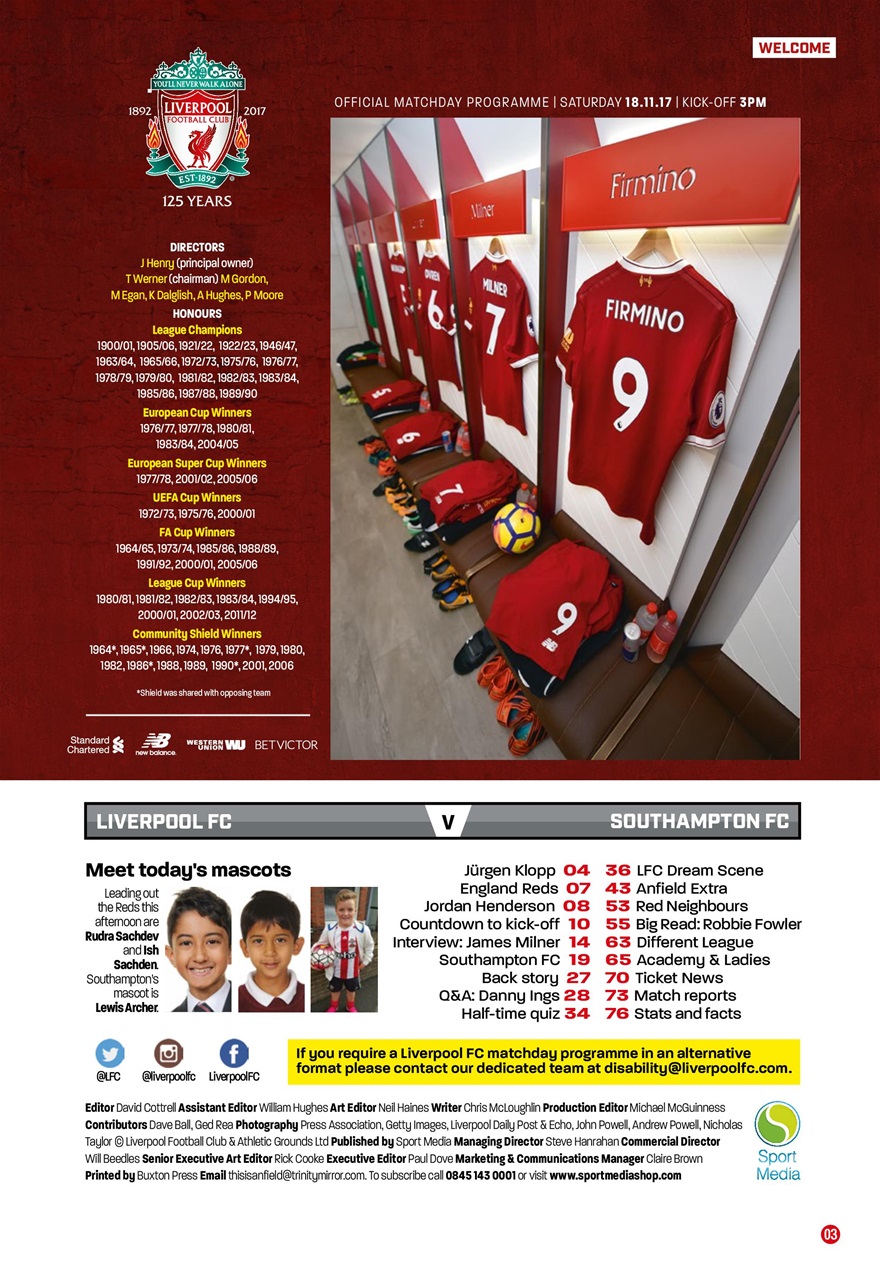 Liverpool FC Programmes Preview Pages