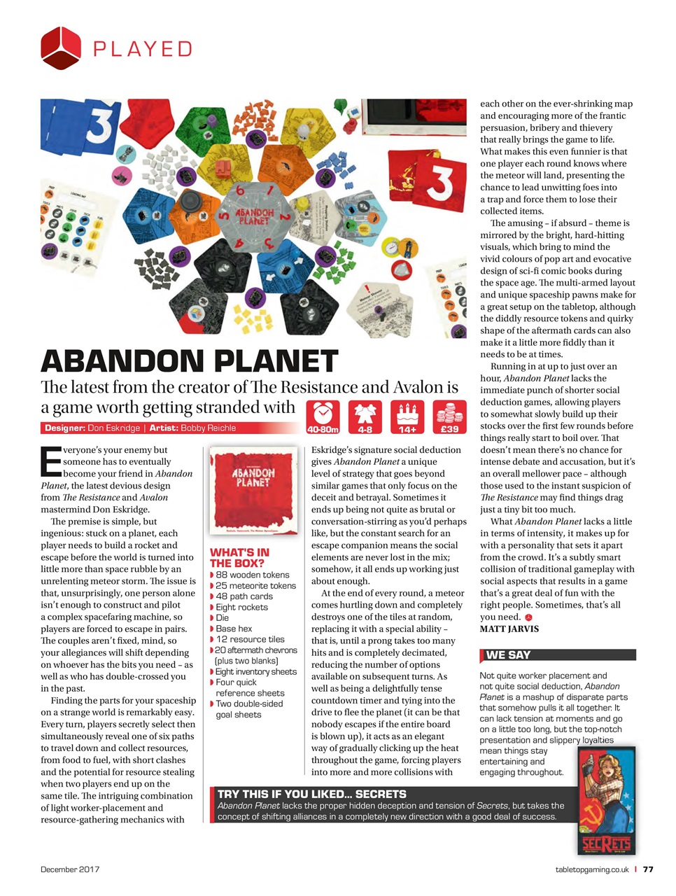 Tabletop Gaming Preview Pages