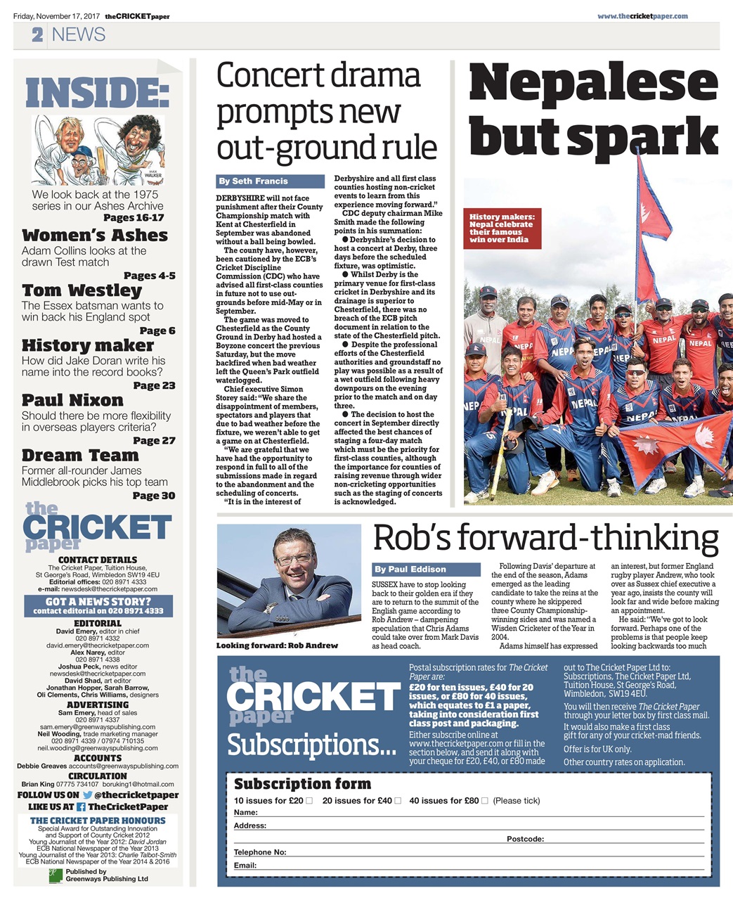 The Cricket Paper Preview Pages