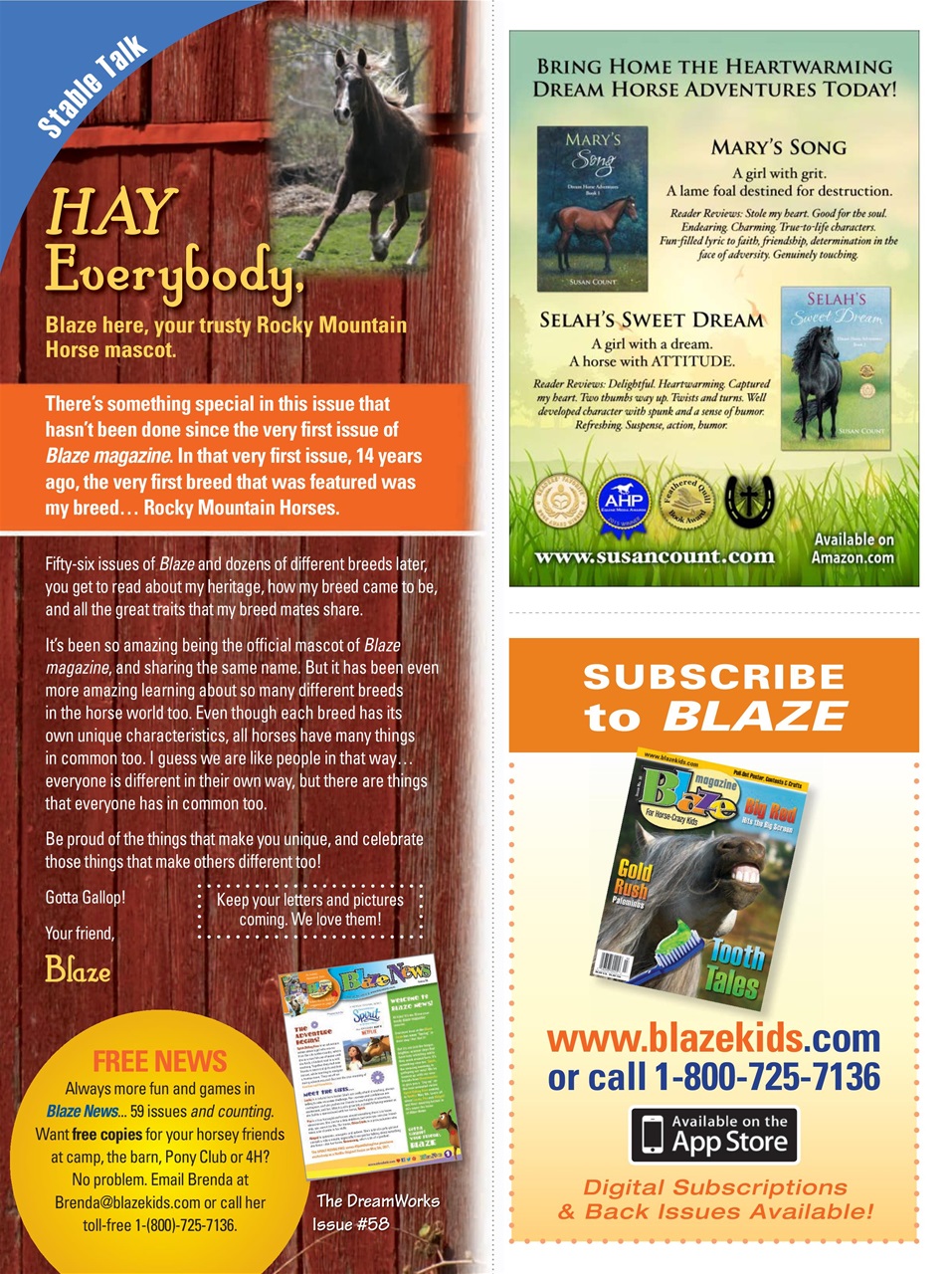 Blaze Magazine For Horse Crazy Kids Preview Pages