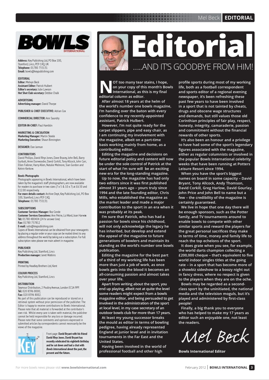 Bowls International Preview Pages