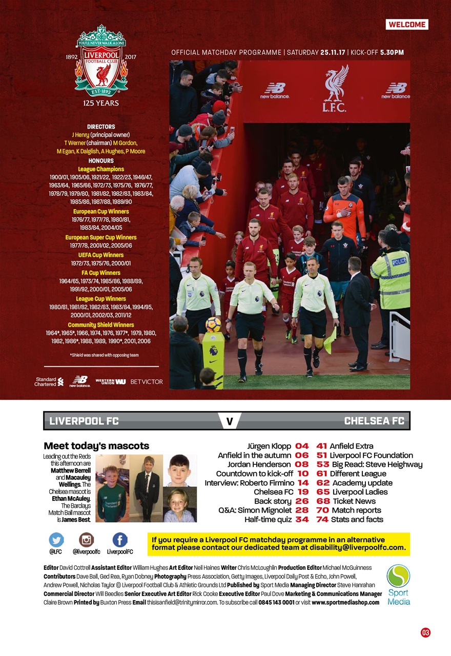 Liverpool FC Programmes Preview Pages