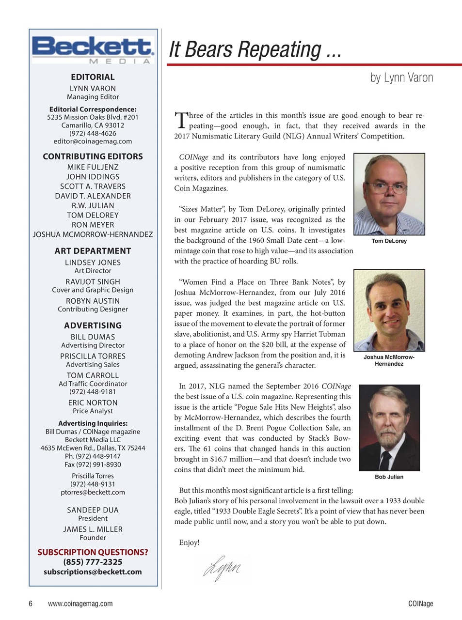 COINage Magazine Preview Pages