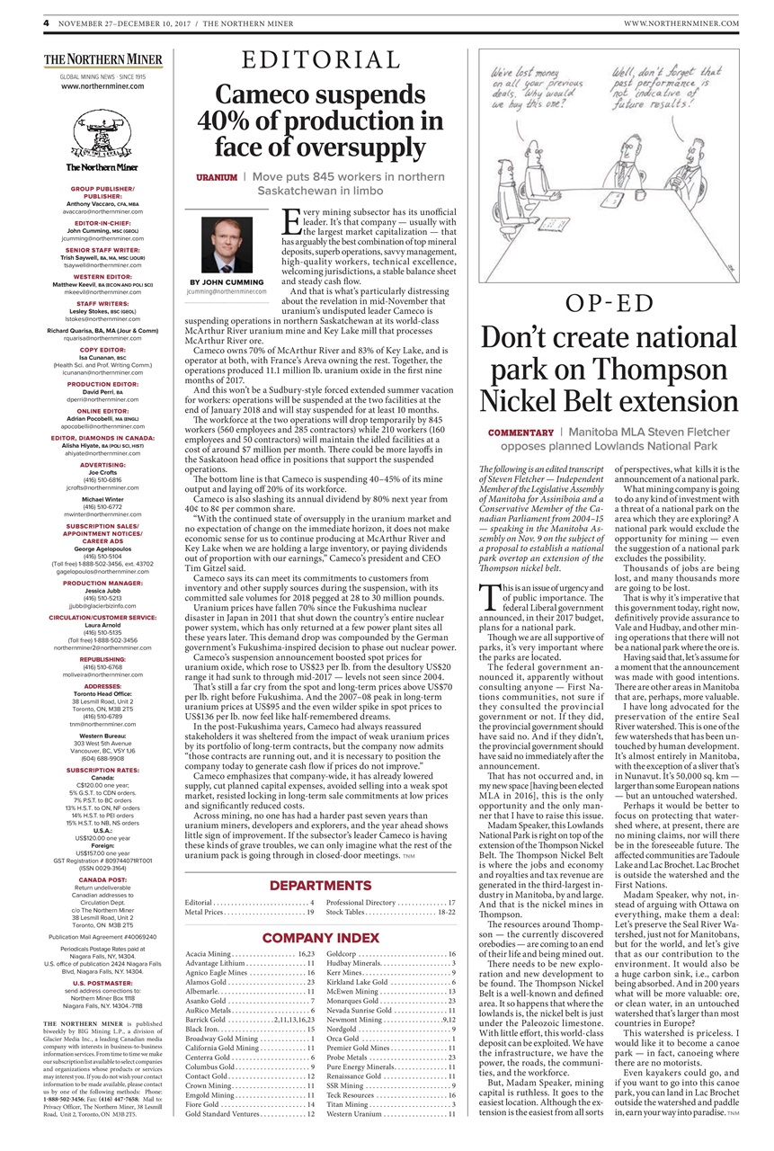 The Northern Miner Preview Pages