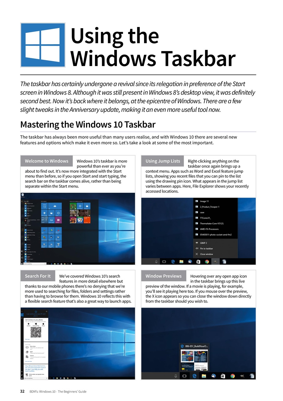 Windows 10 - The Beginners Guide Preview Pages