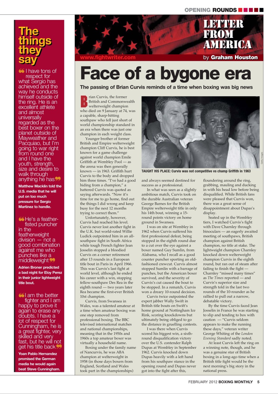 Boxing Monthly Preview Pages