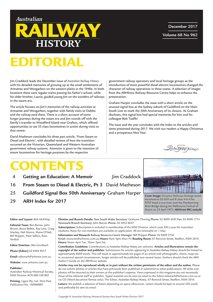 Australian Railway History Preview Pages