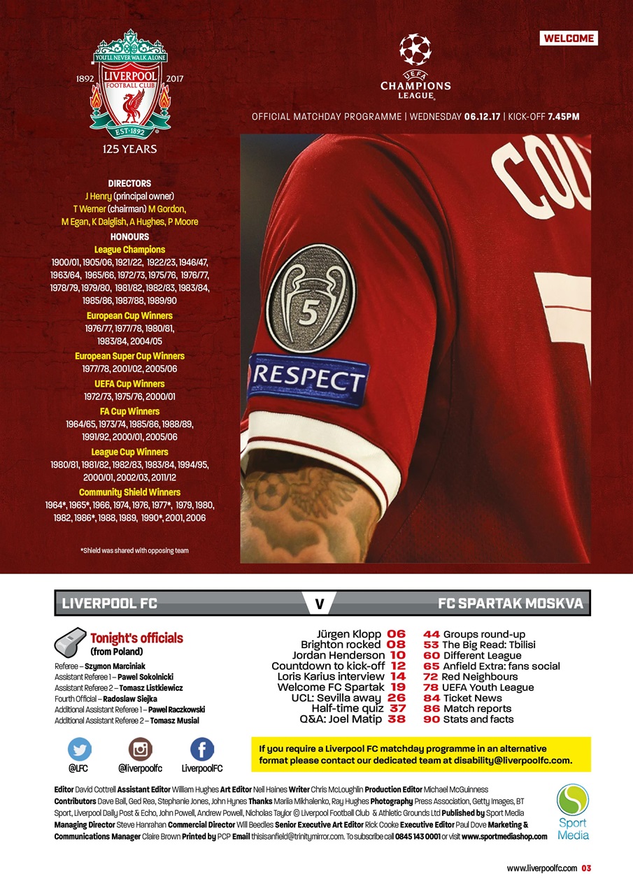 Liverpool FC Programmes Preview Pages