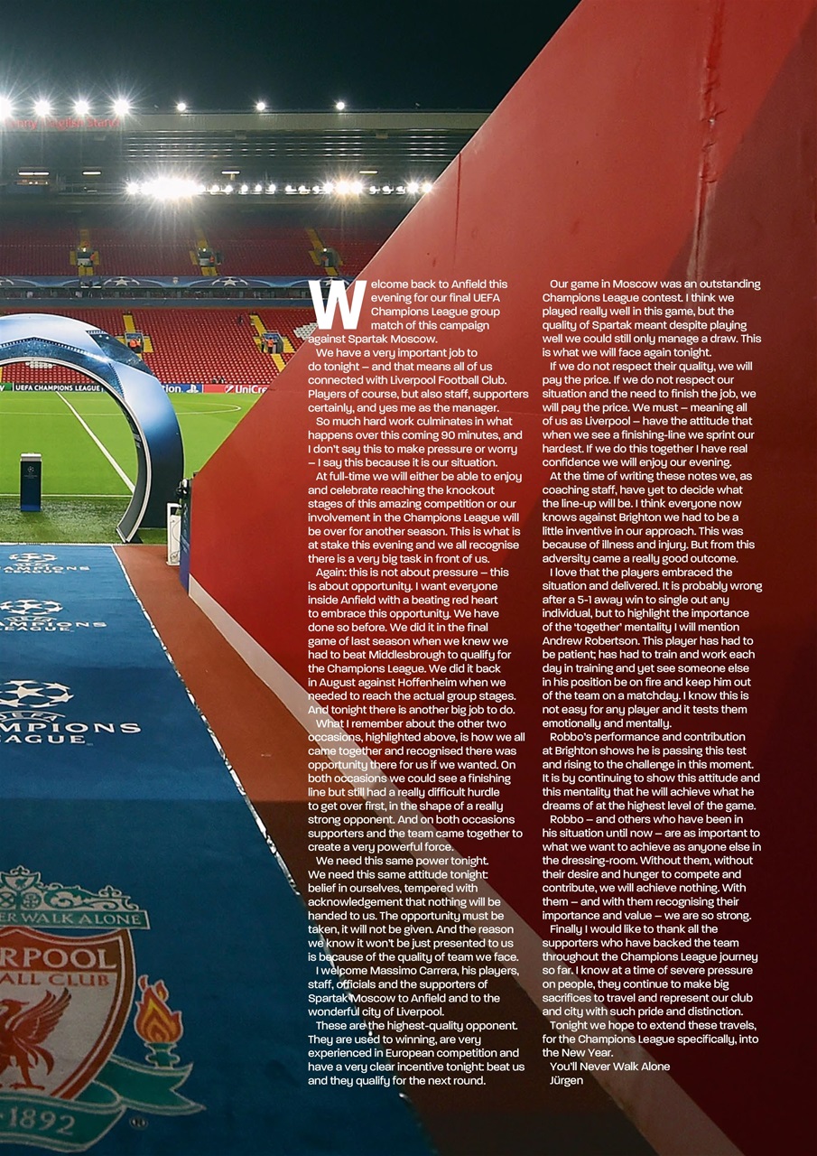 Liverpool FC Programmes Preview Pages