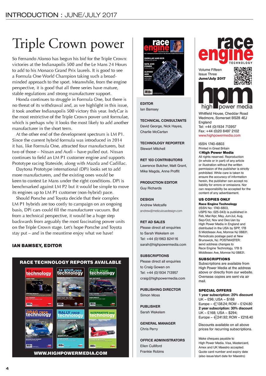 Race Engine Technology Preview Pages