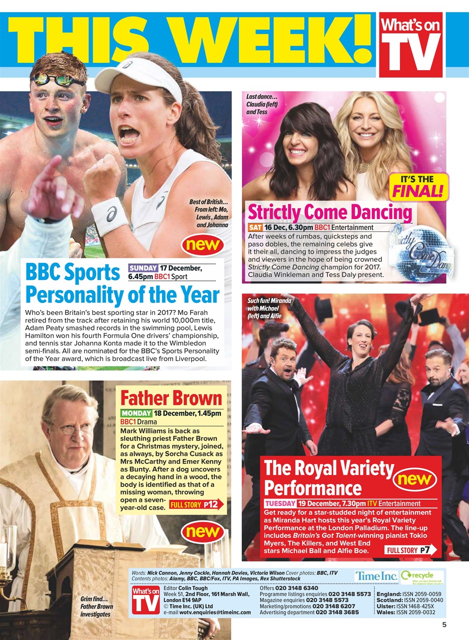 What's on TV Preview Pages