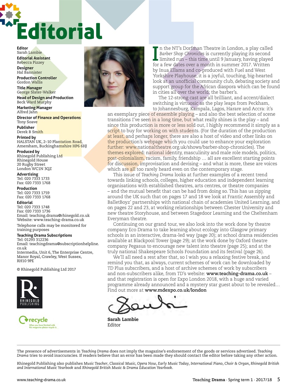 Drama and Theatre Preview Pages