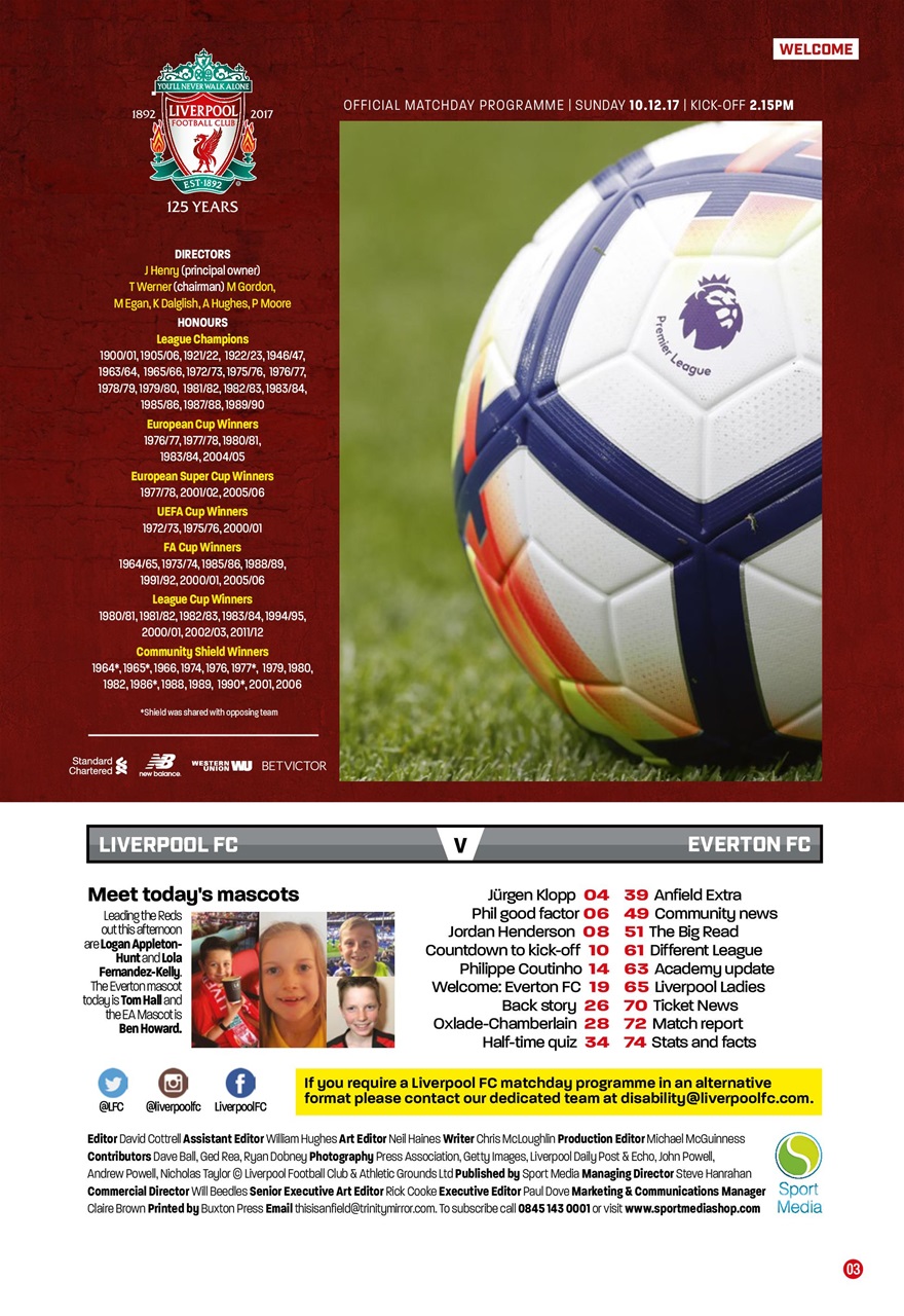 Liverpool FC Programmes Preview Pages