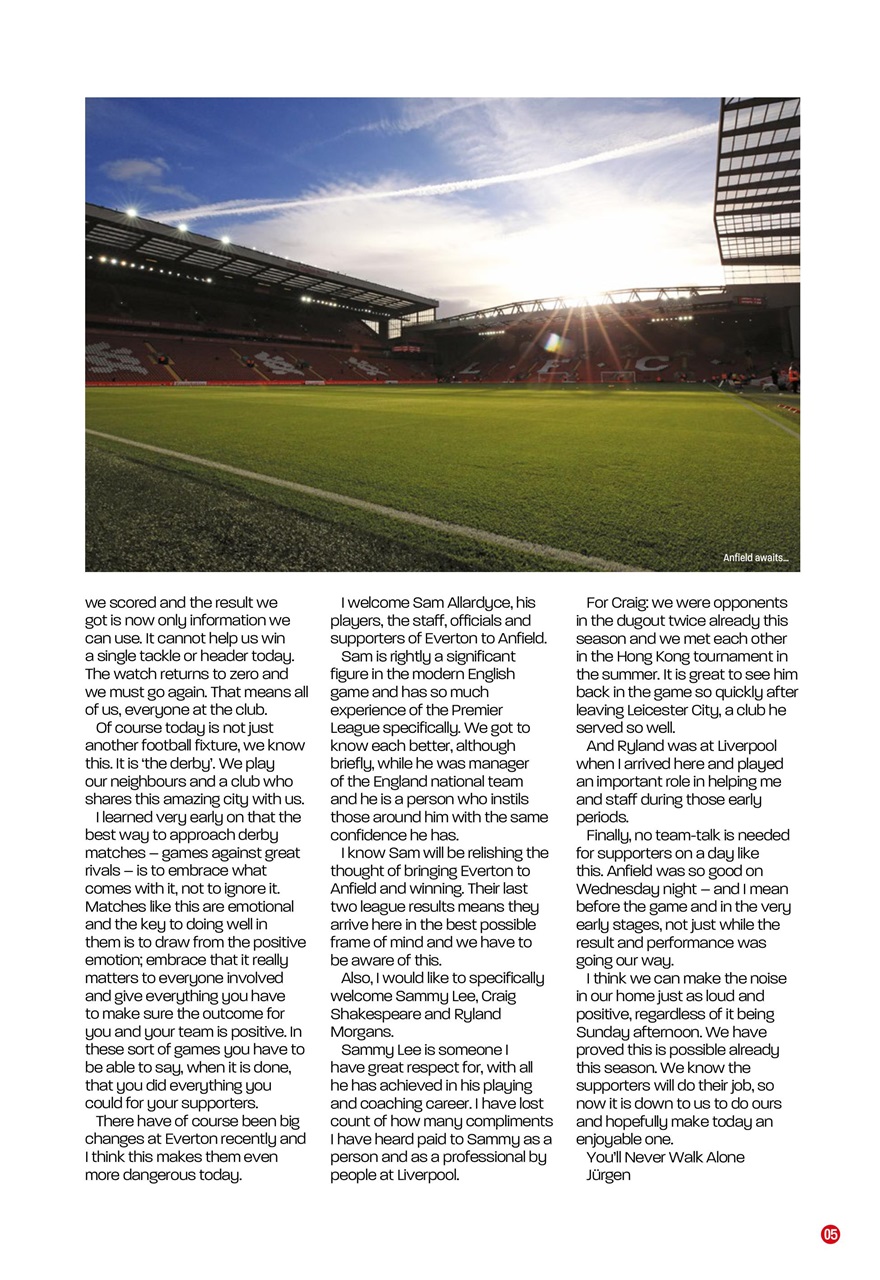 Liverpool FC Programmes Preview Pages