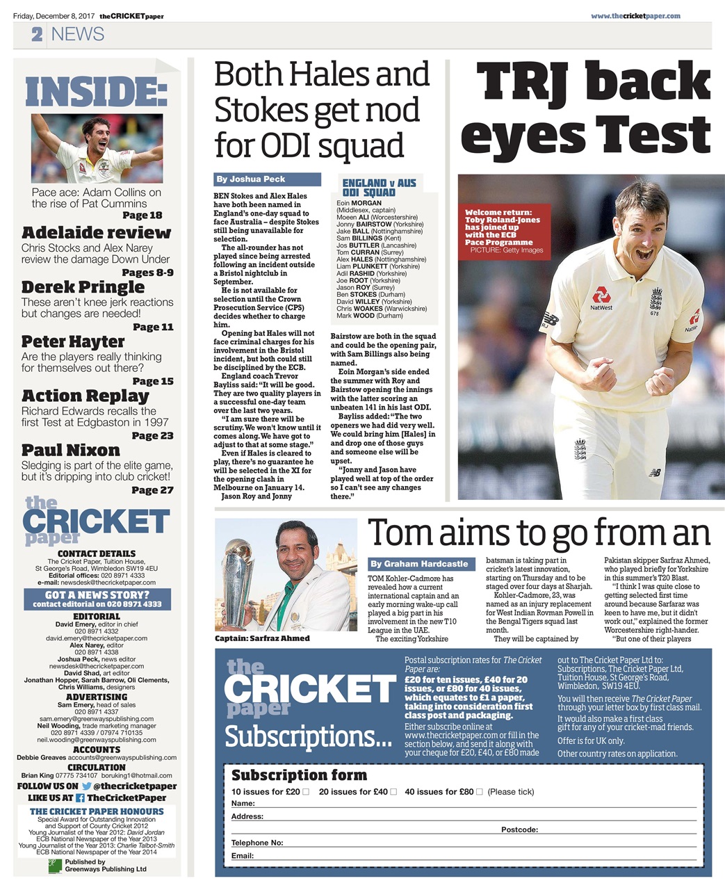 The Cricket Paper Preview Pages