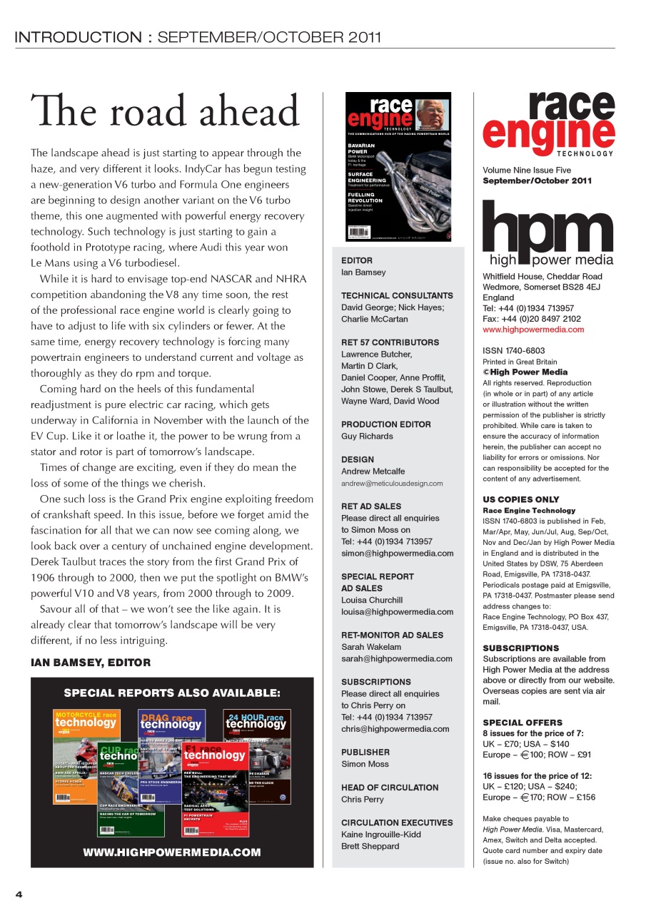 Race Engine Technology Preview Pages