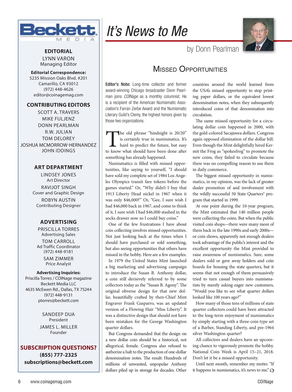 COINage Magazine Preview Pages