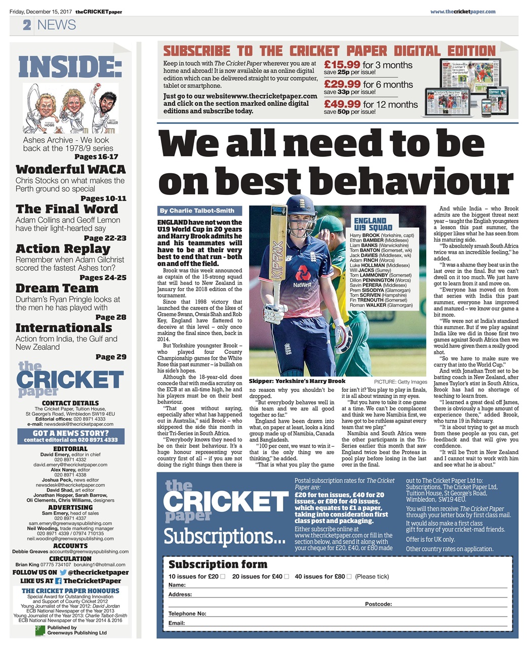 The Cricket Paper Preview Pages