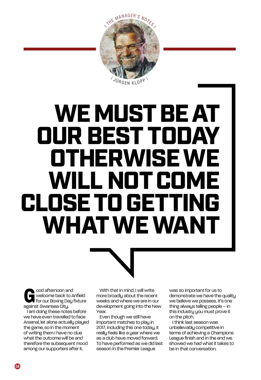 Liverpool FC Programmes Preview Pages