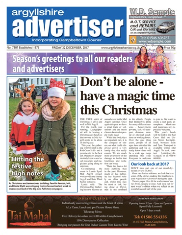 Argyllshire Advertiser issue 22nd December 2017