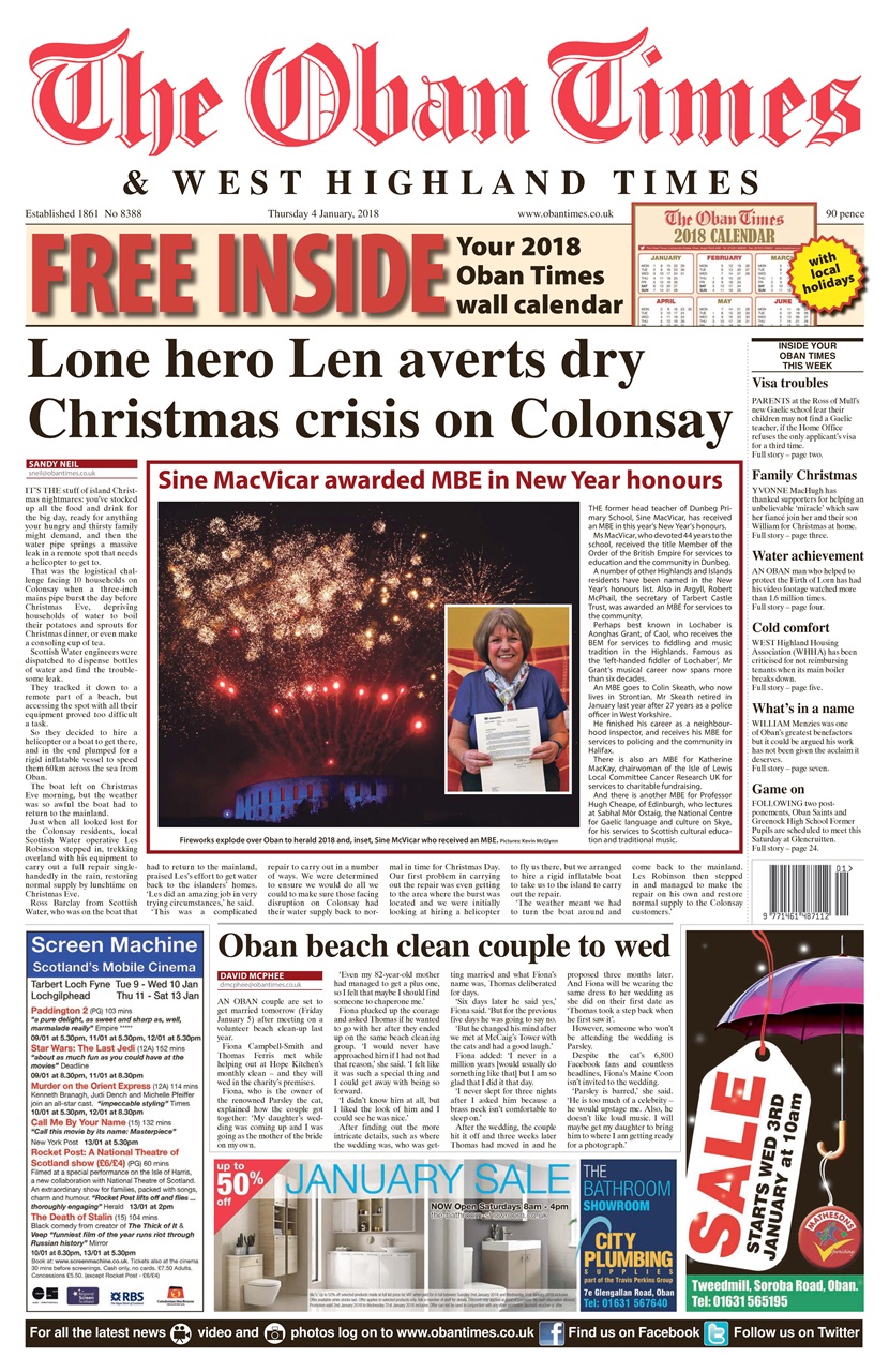 The Oban Times & Lochaber Times Preview Pages