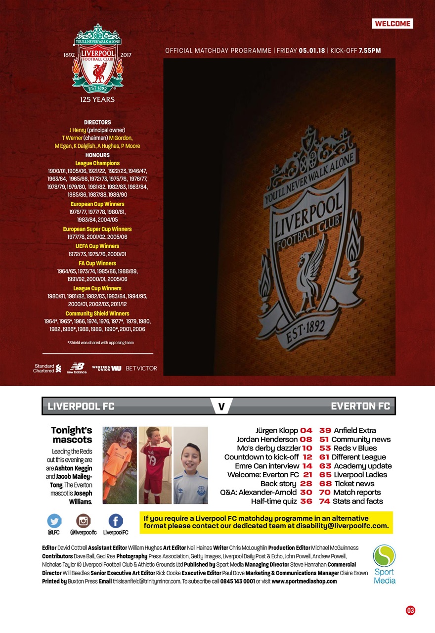 Liverpool FC Programmes Preview Pages