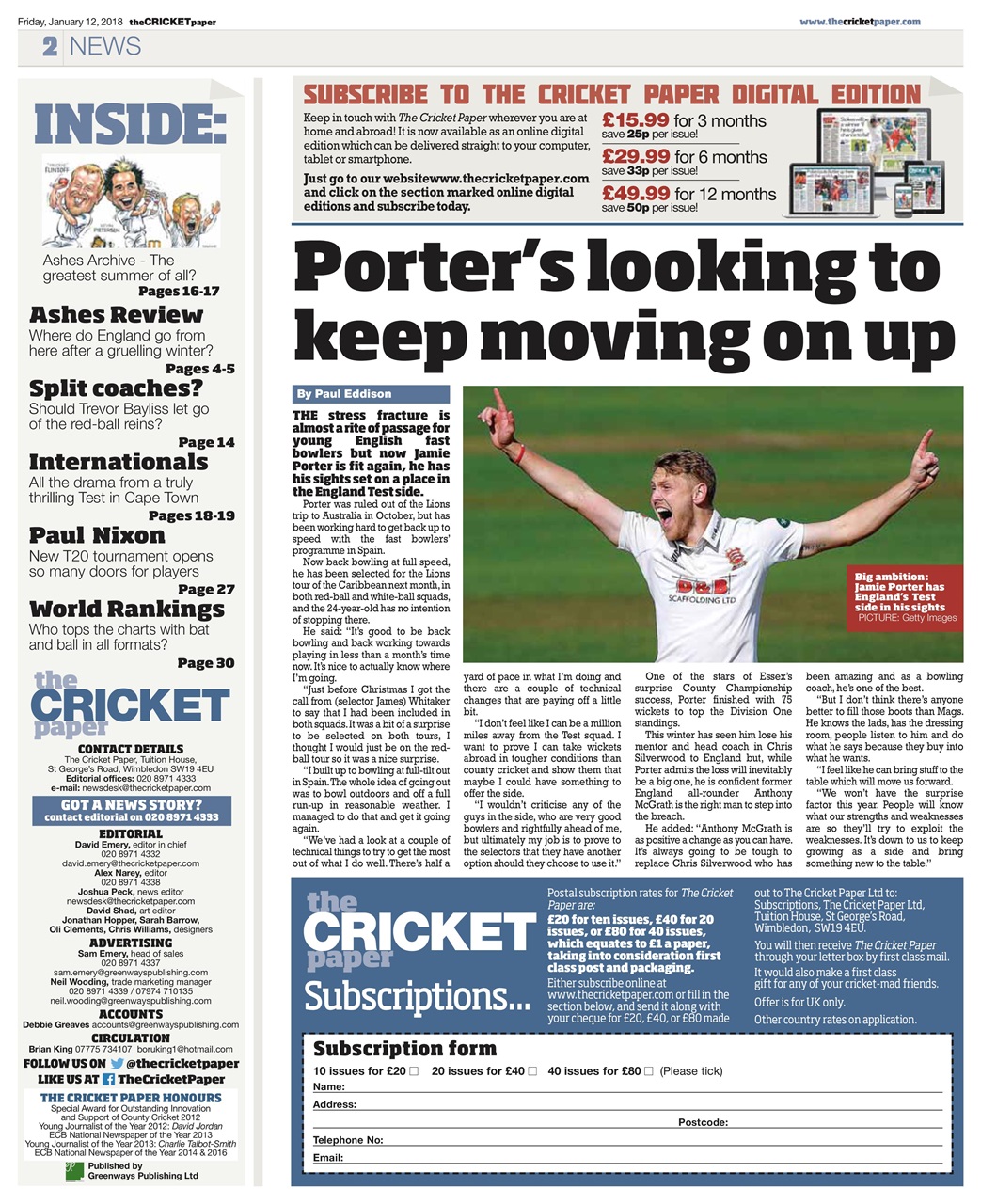 The Cricket Paper Preview Pages