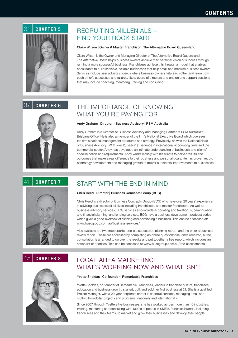 Business Franchise Directory Preview Pages