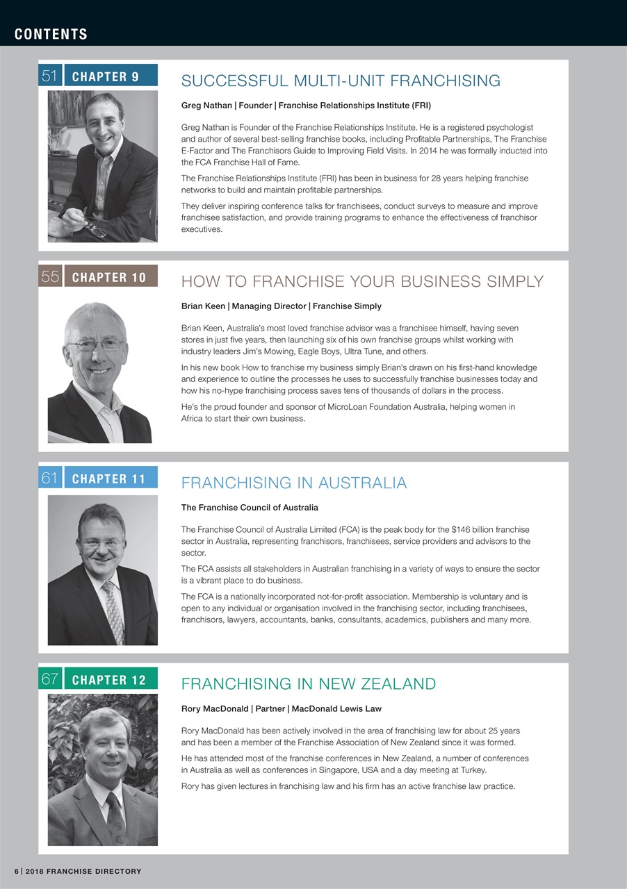 Business Franchise Directory Preview Pages