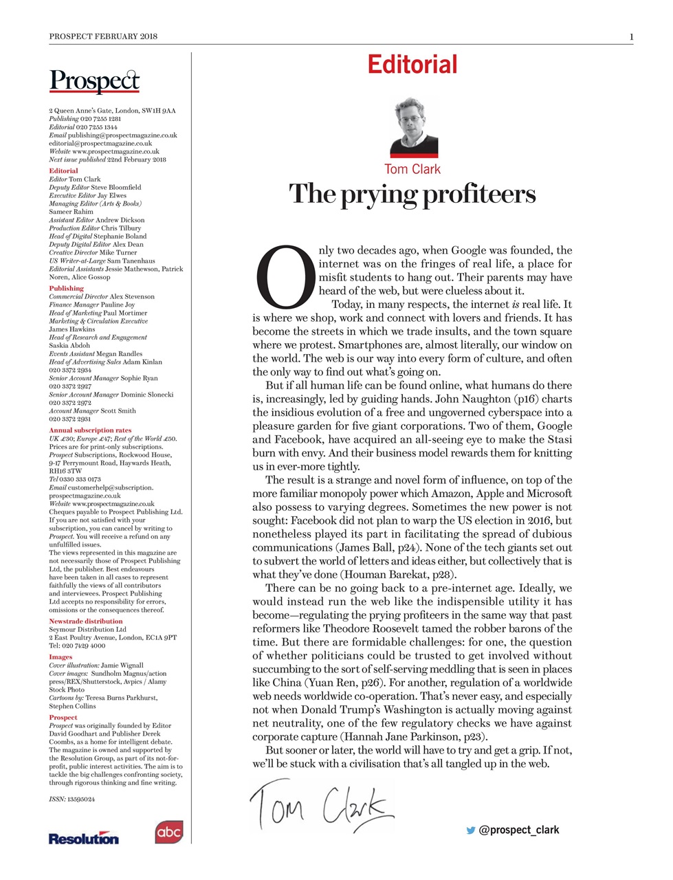 Prospect Magazine Preview Pages