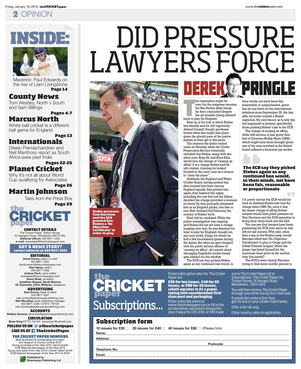 The Cricket Paper Preview Pages