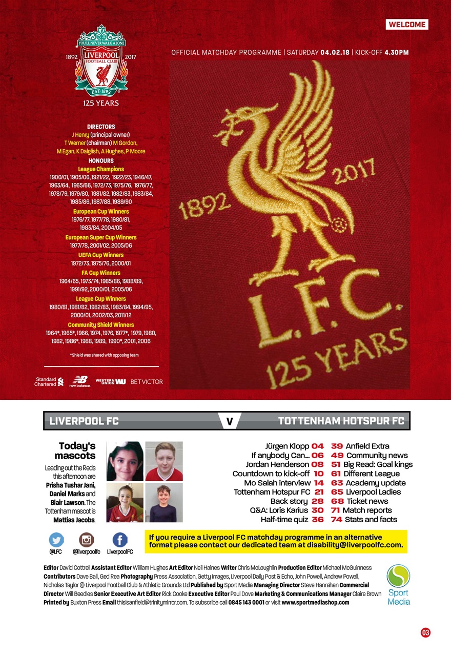 Liverpool FC Programmes Preview Pages