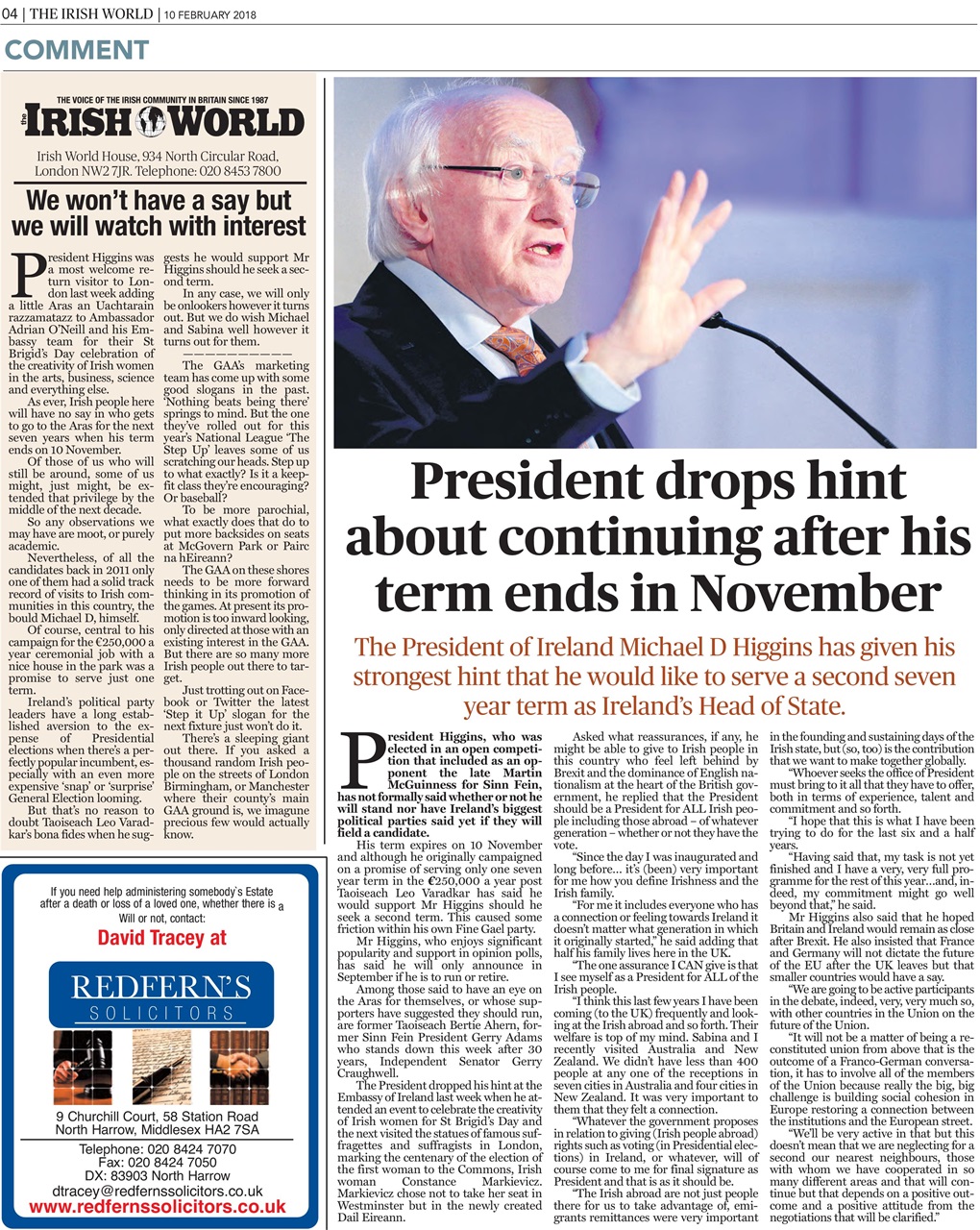 Irish World Preview Pages