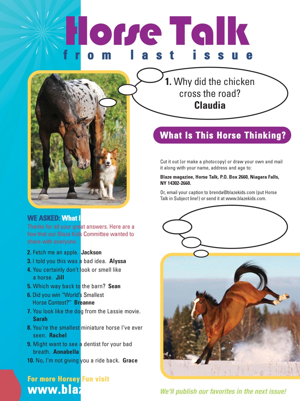Blaze Magazine For Horse Crazy Kids Preview Pages