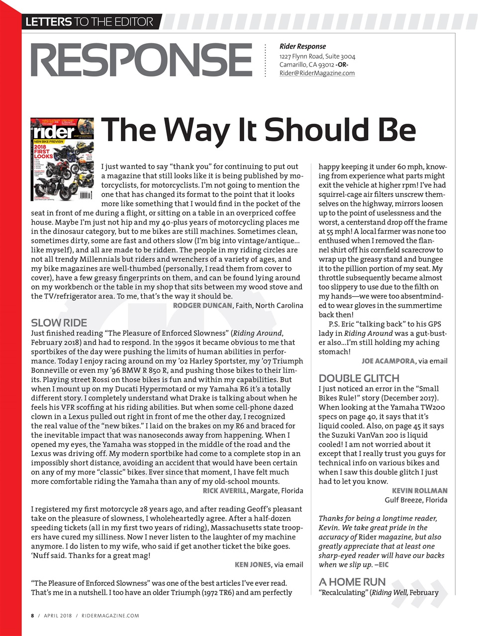 Rider Magazine Preview Pages