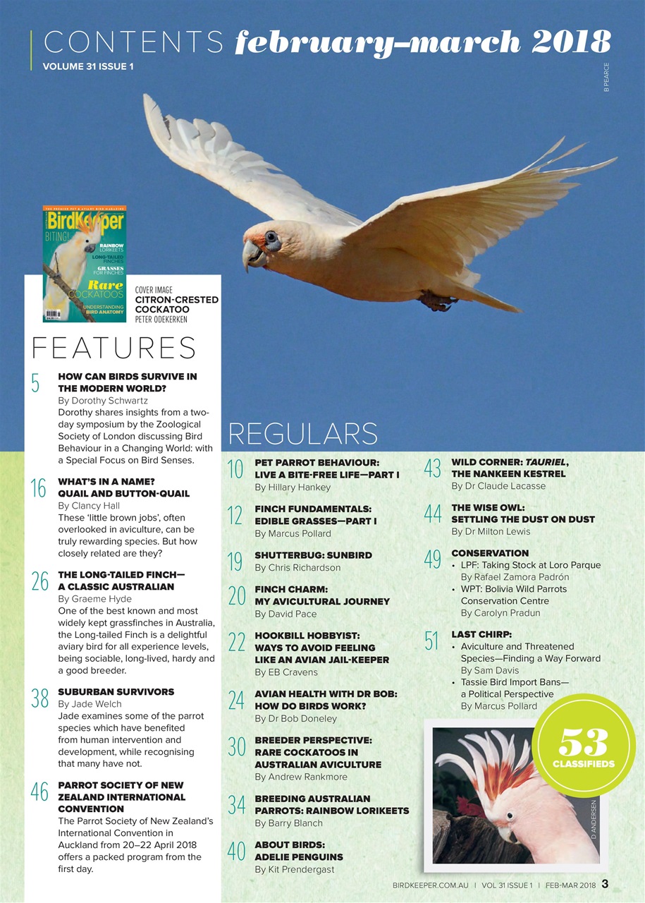 Australian Birdkeeper Magazine Preview Pages
