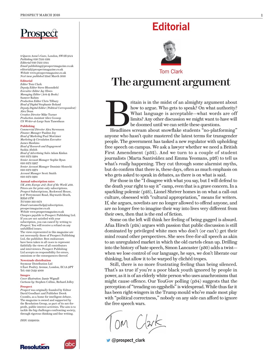 Prospect Magazine Preview Pages